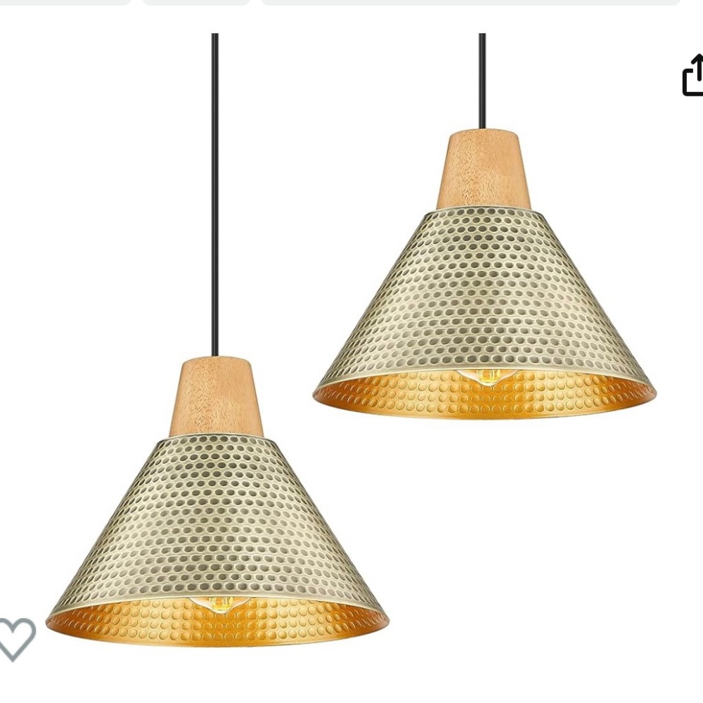Two Brass and Gold Pendant Lights